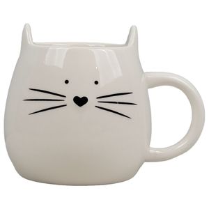 White Novelty Cat Mug - Global Design